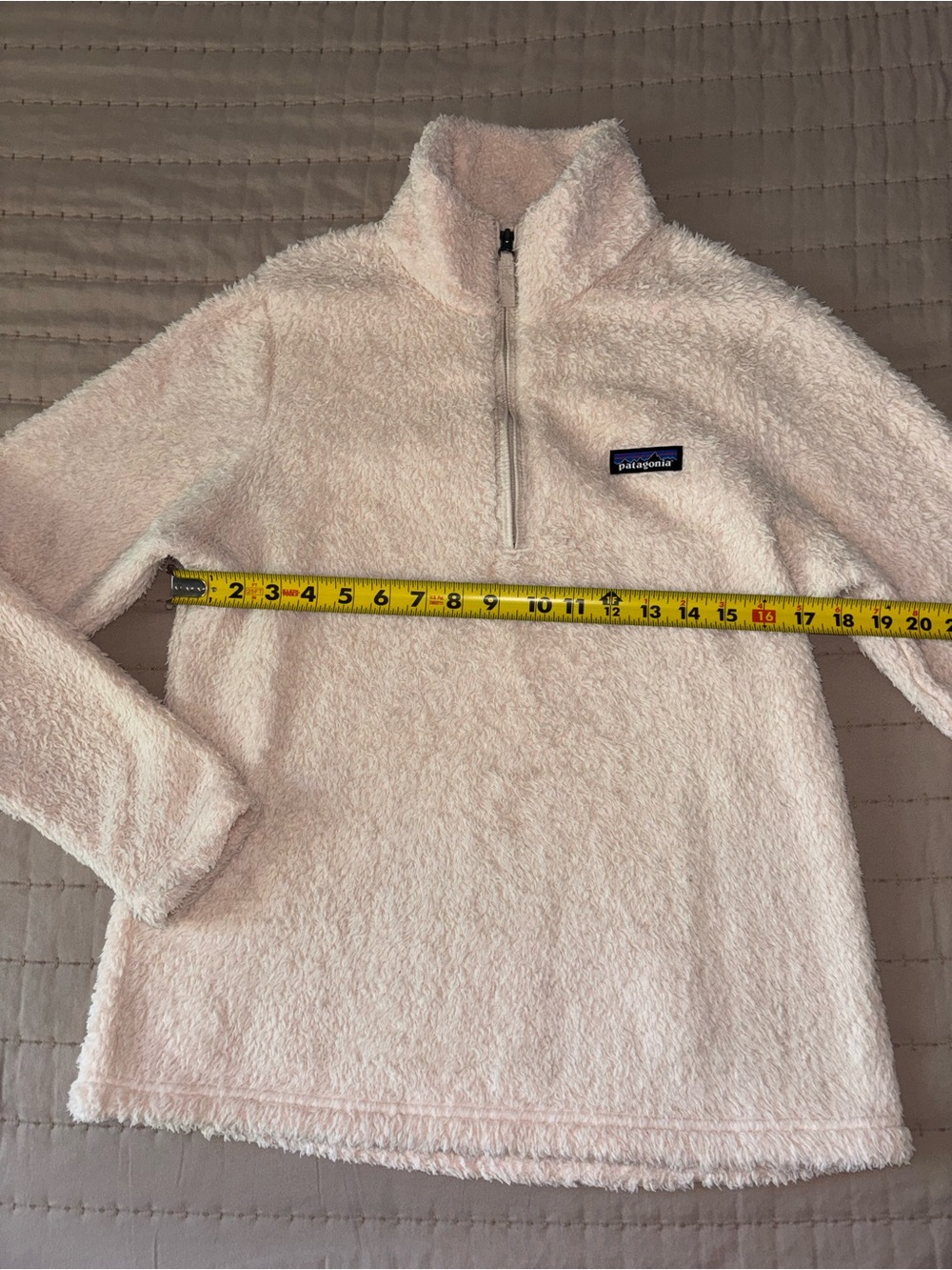 Patagonia Light Pink Teddy Fleece Quarter-Zip Jacket